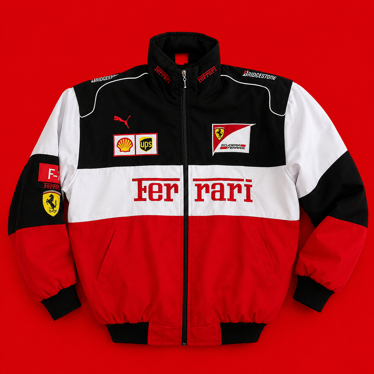 Ferrari F1 White Racer Jacket