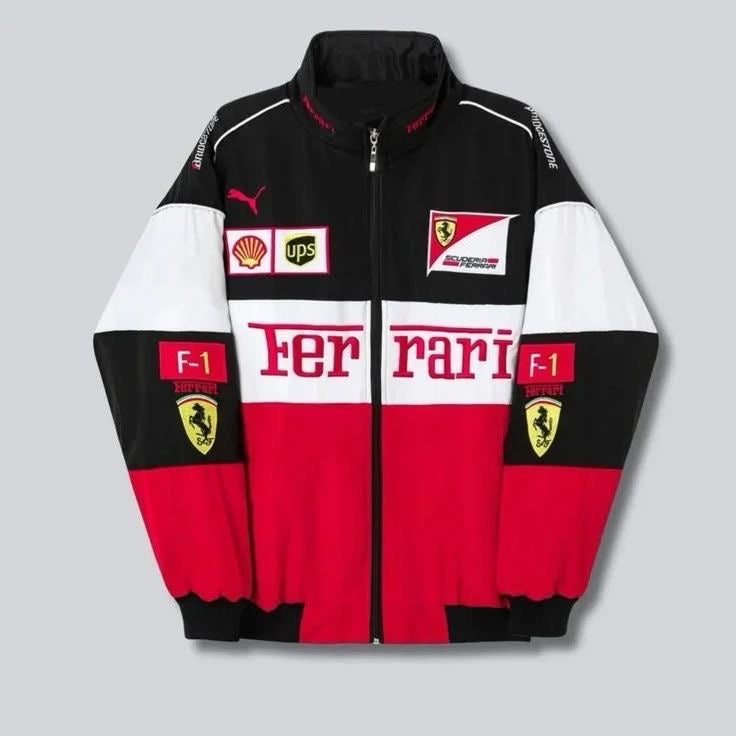 Ferrari F1 White Racer Jacket