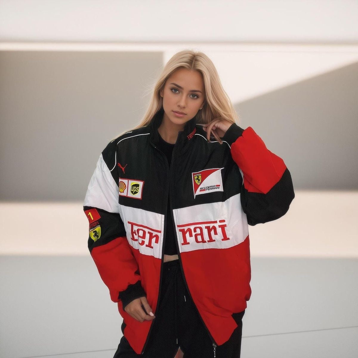 Ferrari F1 White Racer Jacket
